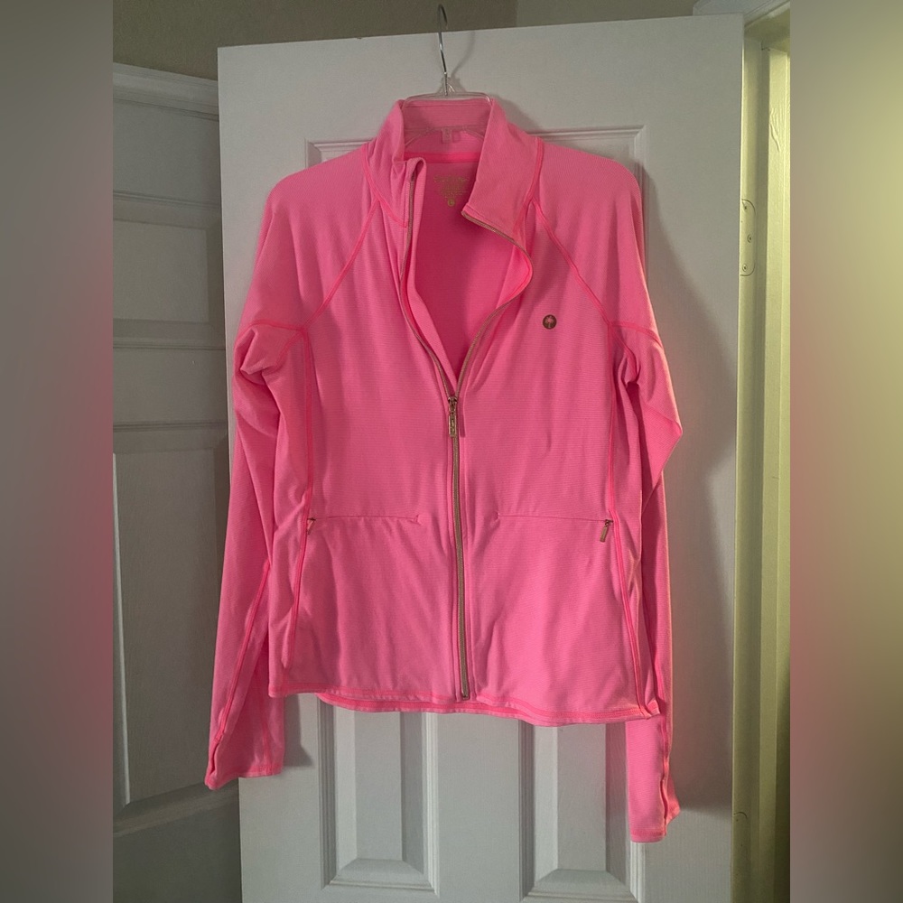 Lilly Pulitzer luxletic full zip pink jacket size Large